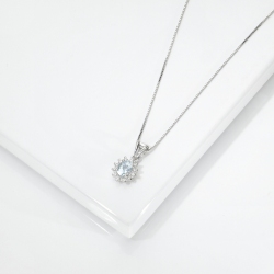 Colgante Aguamarina Ovalada Diamantes Oro Blanco
