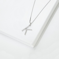 Collar Inicial K Diamantes Oro Blanco