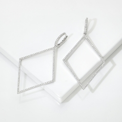 Pendientes Largos Rombo Diamantes Oro Blanco