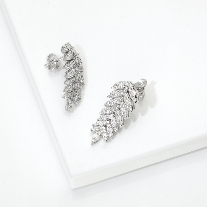 Pendientes Diseño Colgantes Diamantes Oro Blanco Pendientes Diseño Colgantes Diamantes Oro Blanco