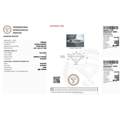 Diamante certificado IGI 0.32 CT E IF