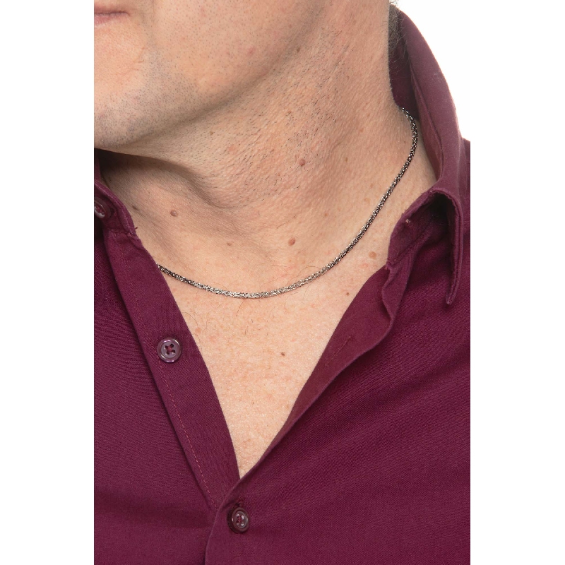 Collar en oro blanco 18k con eslabón bizantino longitud 40 cm Collar en oro blanco 18k con eslabón bizantino longitud 40 cm
