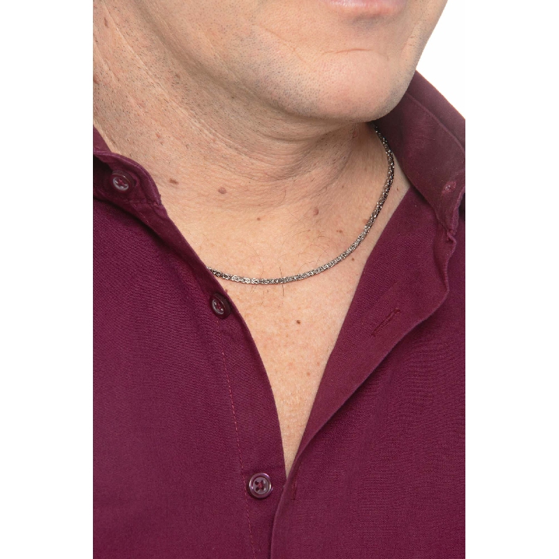 Collar de oro blanco 18k con eslabones bizantinos 