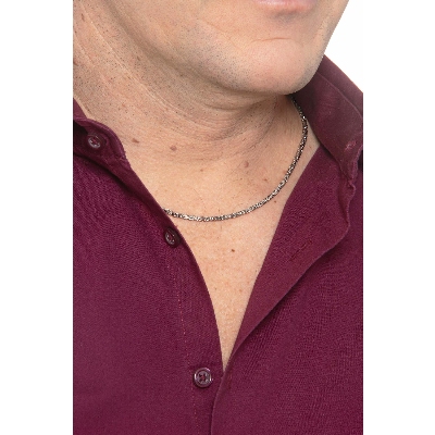 Collar de oro blanco 18k con eslabones bizantinos 