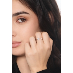 Anillo abierto en oro blanco con huella y diamantes 2