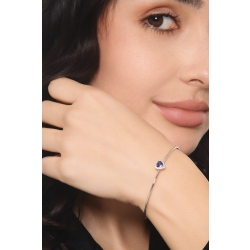 Brazalete rígido en oro blanco con zafiro corazón y diamantes 2