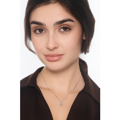 Collar en oro blanco 18k con diamante y aguamarina