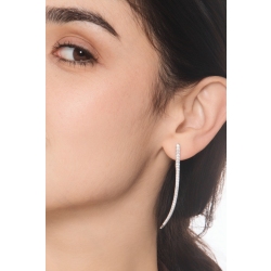 Pendientes en oro blanco 18k con fila de diamantes 2