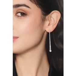 Pendientes colgantes en oro blanco 750 con diamantes 6.3 mm 2
