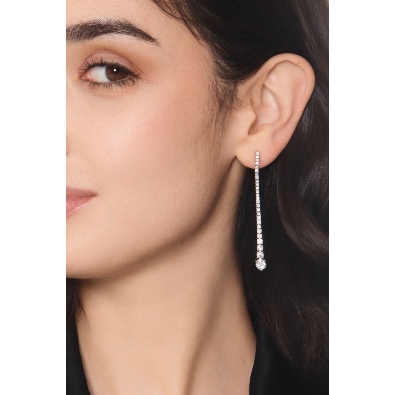 Pendientes colgantes en oro blanco 750 con diamantes 6.3 mm Pendientes colgantes en oro blanco 750 con diamantes 6.3 mm