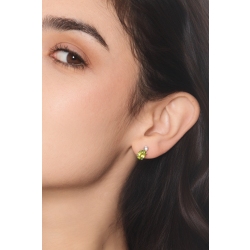 Pendientes en oro blanco con peridoto oval y diamante 2