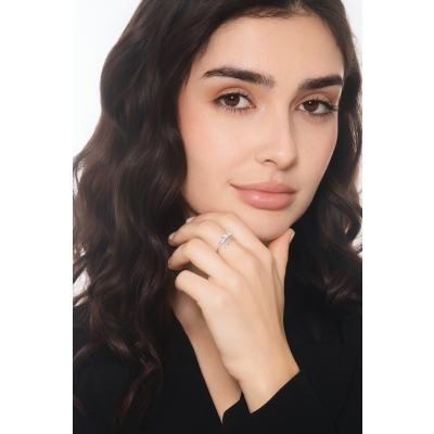 Anillo trilogy Tu y yo en oro blanco 18 quilates con diamantes 