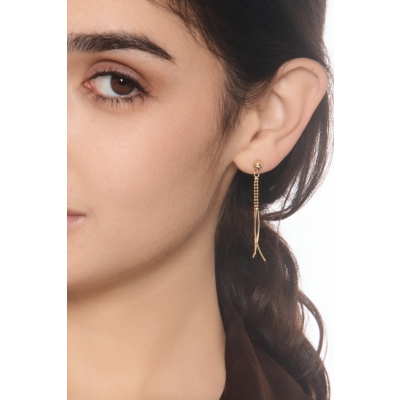 Pendientes colgantes en oro amarillo 18k con bolitas y barras