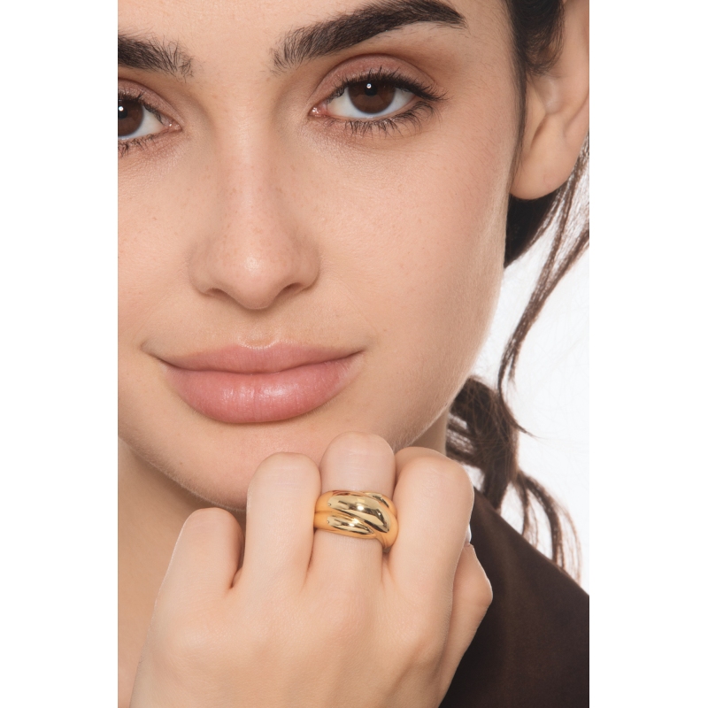 Anillo banda con diseño entrelazado en oro amarillo 750