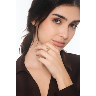 Anillo serpiente abierto en oro amarillo 18k