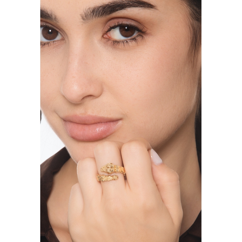 Anillo serpiente abierto en oro amarillo 18k