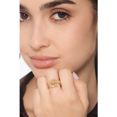 Anillo serpiente abierto en oro amarillo 18k