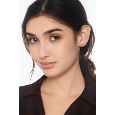 Pendientes hoja en oro amarillo 750 brillantes y satinados