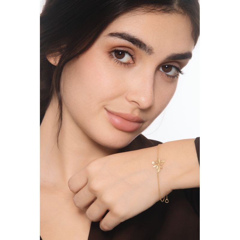 Pulsera de oro amarillo 18k con hoja