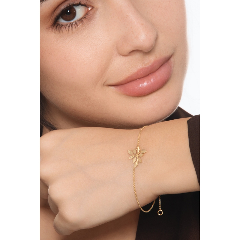 Pulsera de oro amarillo 18k con hoja
