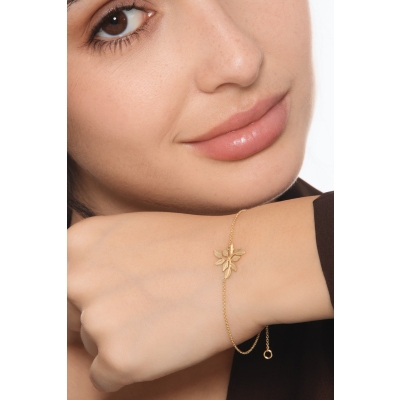 Pulsera de oro amarillo 18k con hoja