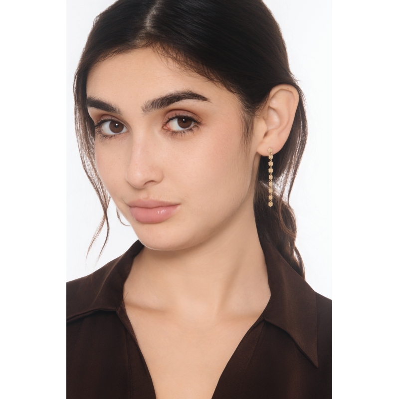 Pendientes colgantes hexagonales en oro amarillo 18k