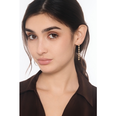 Pendientes colgantes hexagonales en oro amarillo 18k