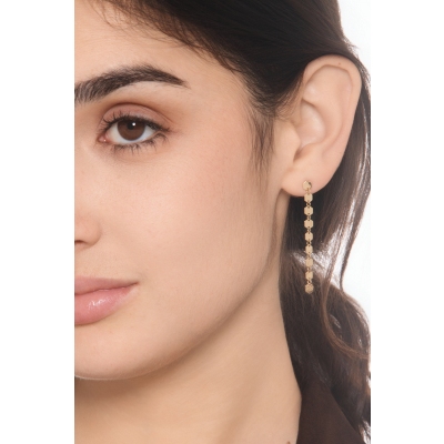 Pendientes colgantes hexagonales en oro amarillo 18k