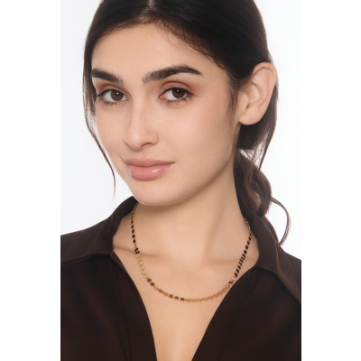 Collar en oro amarillo 18k con eslabones hexagonales