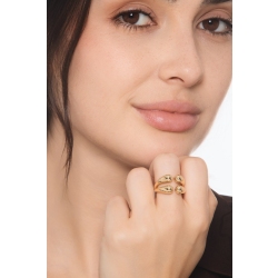 Anillo abierto chunky de oro amarillo 18k con doble gota 2