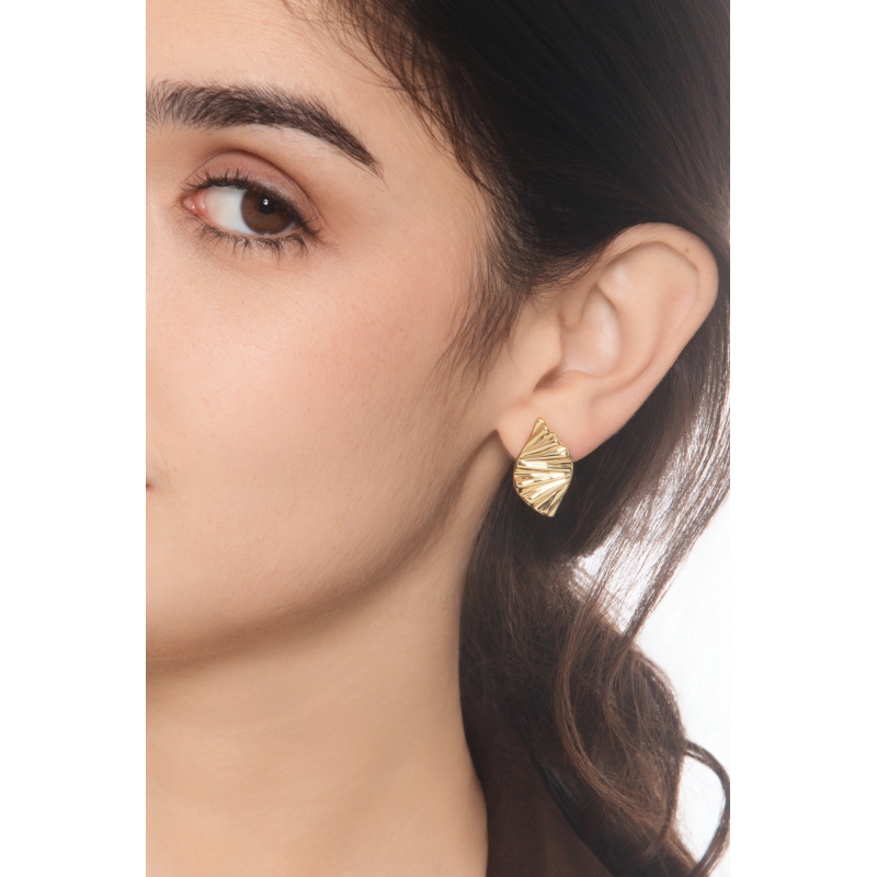 Pendientes  oro amarillo 18k con forma de hoja