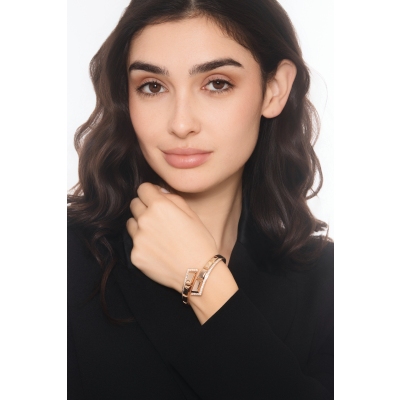 Pulsera semirrígida elástica en oro rosa 18k con diamantes