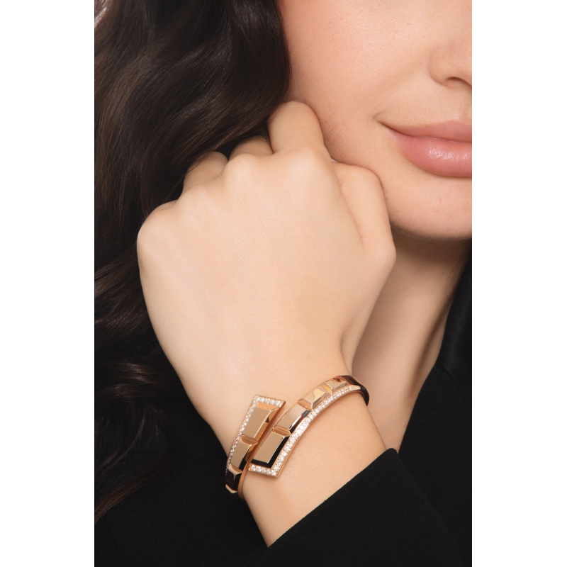Pulsera semirrígida elástica en oro rosa 18k con diamantes