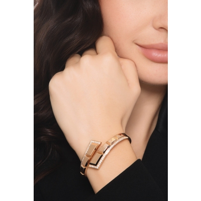 Pulsera semirrígida elástica en oro rosa 18k con diamantes