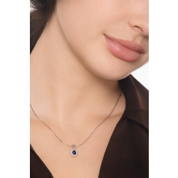 Collar contorno en oro blanco 18k con zafir y diamantes 2