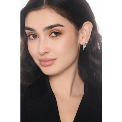 Pendientes cascada en oro blanco 18k con diamantes