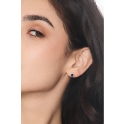 Pendientes contorno en oro blanco 18k con zafiro azul y diamantes 2