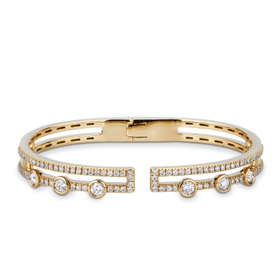Pulsera semirrígida en oro amarillo 18k con diamantes