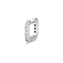 Pendiente único rectangular en oro blanco 18k con diamantes