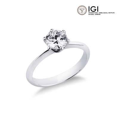 Anillo solitario en oro blanco 18K con diamante IGI 1,01 ct