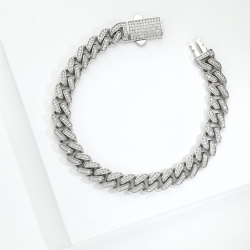 Pulsera Cuban Link en oro blanco 750 con diamantes