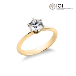 Anillo Solitario Certificado IGI en Oro Blanco 18k con Diamante de 1ct