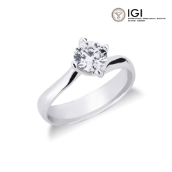 Anillo Solitario en Oro Blanco 18k con Diamante IGI de 0,90ct