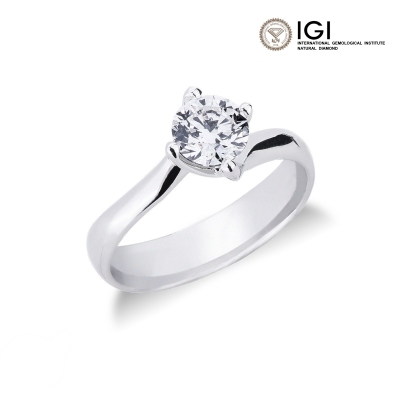 Anillo Solitario en Oro Blanco 18k con Diamante IGI de 0,90ct