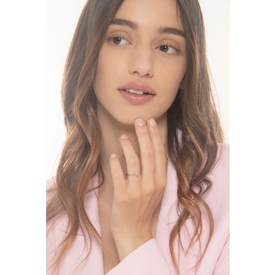 Anillo Solitario Oro Blanco 18K 4 Garras y Diamante