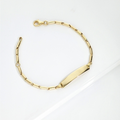 Pulsera de oro amarillo 18k con placa personalizable