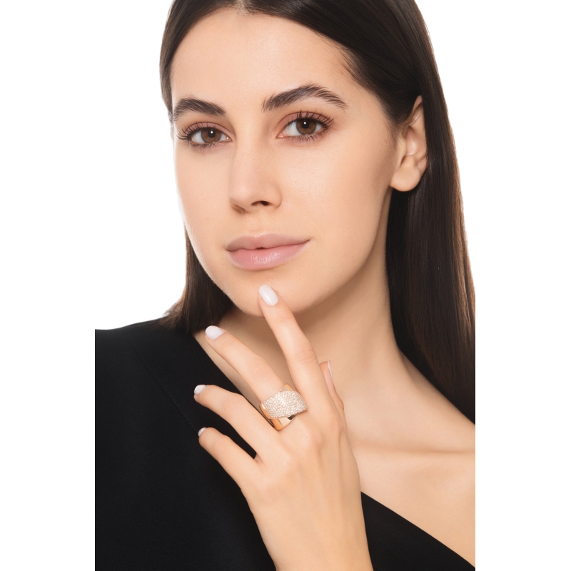 Anillo banda oro rosa 18K diamantes brillantes