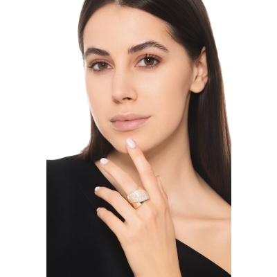 Anillo banda oro rosa 18K diamantes brillantes