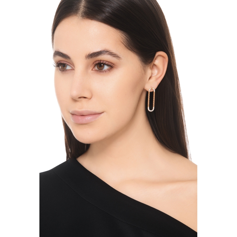 Pendientes en oro rosa 18K con detalles de diamantes