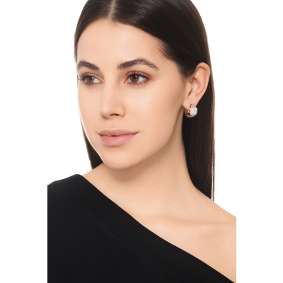 Aros tubogas oro rosa y blanco 18K con diamantes